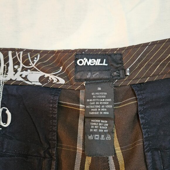 O’NEILL Shorts Mens Size 36 Brown Plaid Skate Surf Flat Front Pockets Zip Close - Picture 5 of 9